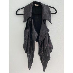 Haute Hippie Black Sequin Vest Top